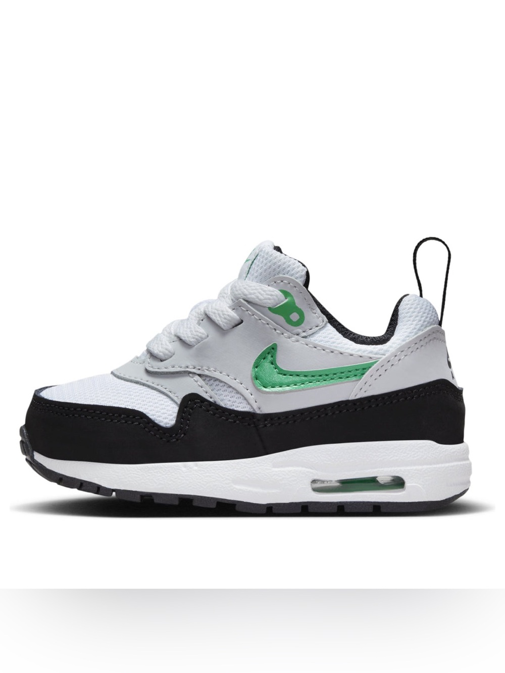 Nike Kids' Sneaker in White, Black & Green